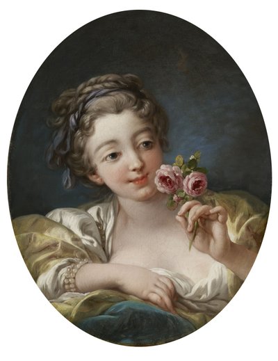 Mädchen mit Rosen von François Boucher